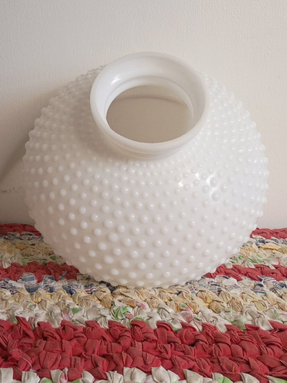 Vintage Hobnail Milk Glass Hurricane Lamp Shade 10.5" Outside Diameter